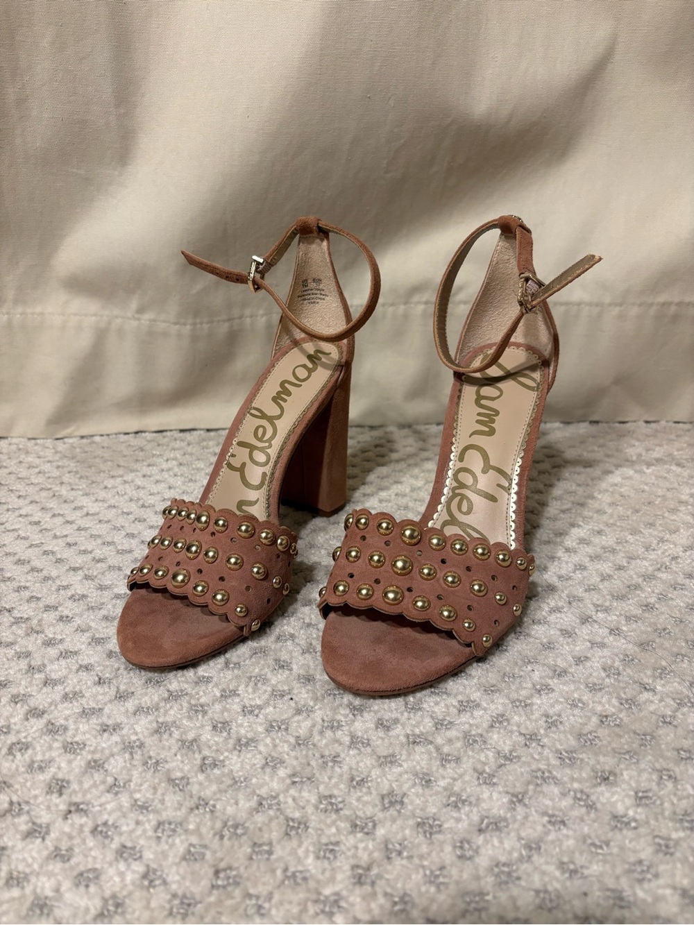 Sam Edelman Rose Suede Studded Block Heel Sandals